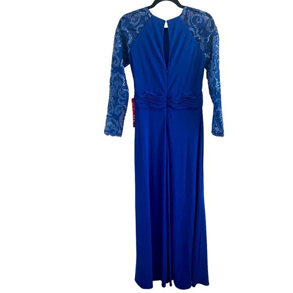 NWT MARINA 6 Royal Blue Lace Formal Gown Dress Size 6 - Picture 5 of 9
